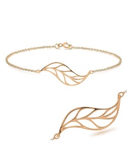 Rose Gold Plated Huge Leaf Silver Bracelet BRS-214-RO-GP